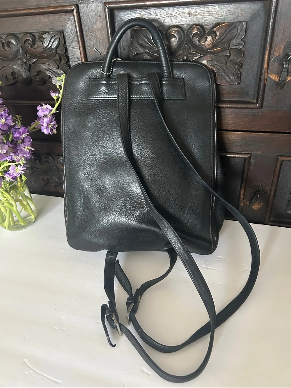 Ellington Black Leather Men's Backpack